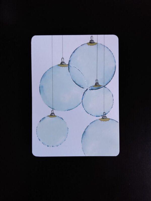 Blauwe kerstballen - aquarel staand