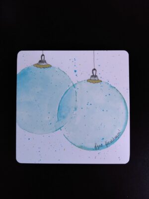 Grote blauwe kerstballen - aquarel