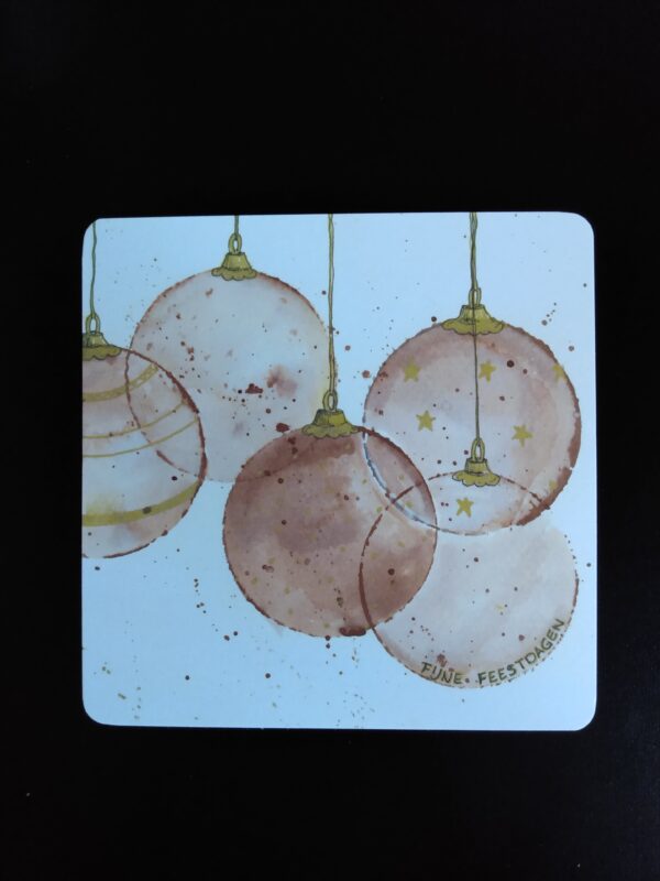 Bruine kerstballen - aquarel